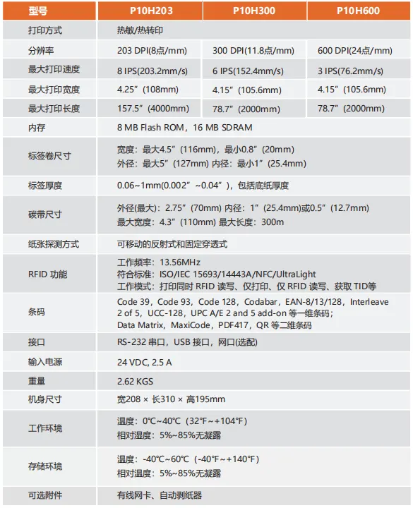 DTB-P10H-Product Parameters-cn
